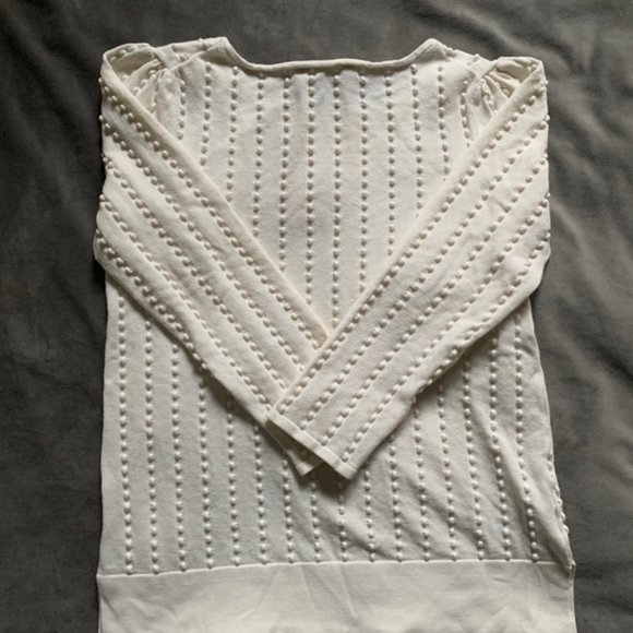 Ann Taylor Embossed Puff Sleeve Sweater - Picture 4 of 12